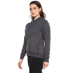 Alan Jones Clothing Women's Solid Zipper Hooded Sweatshirt | Front Zip, Ribbed Hem, Lined Hood, Casual Winter Wear